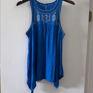 Blue Sleeveless Embroidered Women's Top